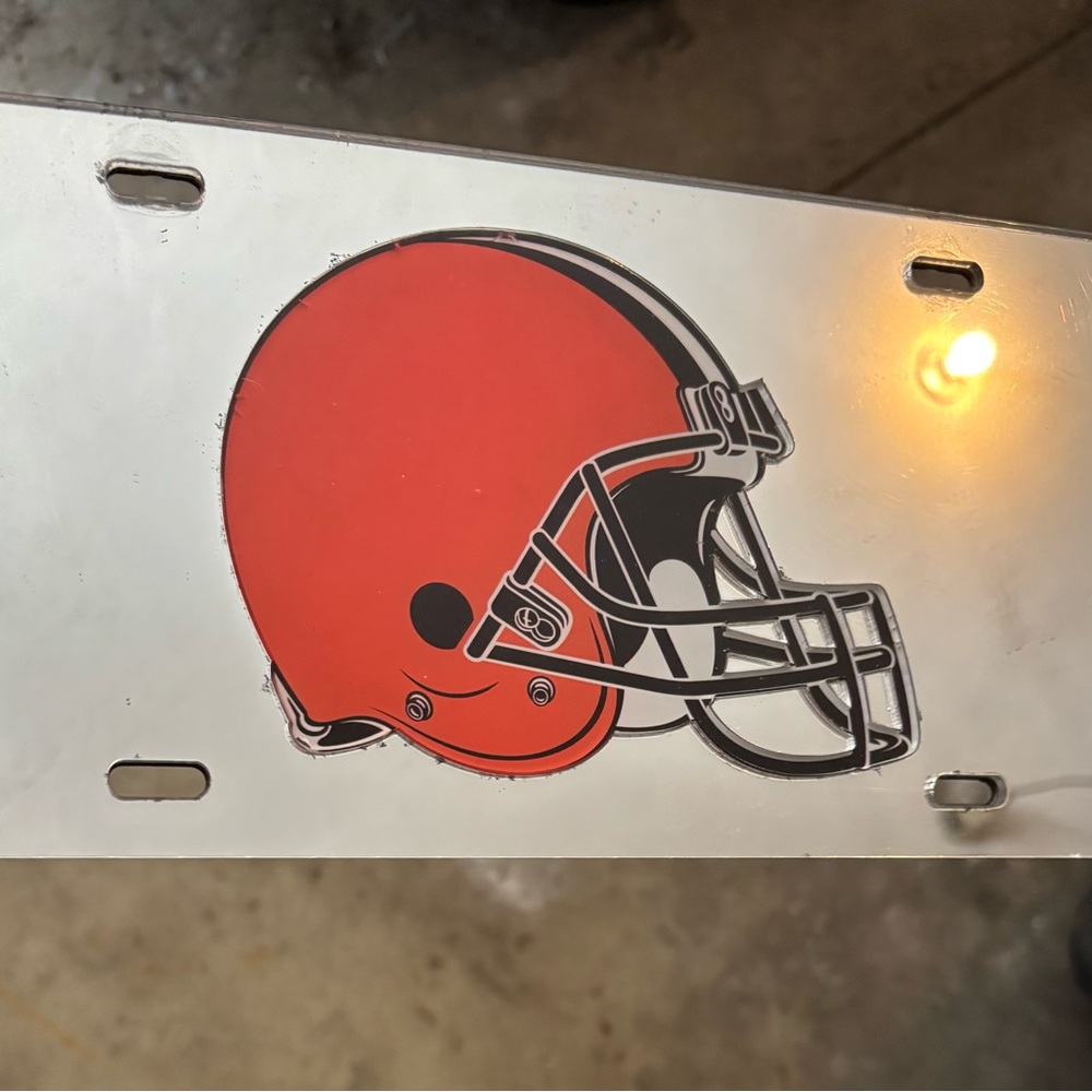 Cleveland Browns Acrylic Inlaid License Plate Mirrored